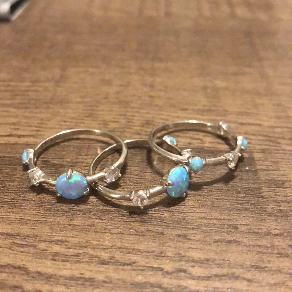 Stackable Opal Sterling Silver Rings - image 1